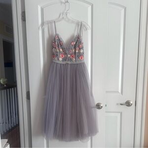 Style Rack Gray Floral Backless Dress